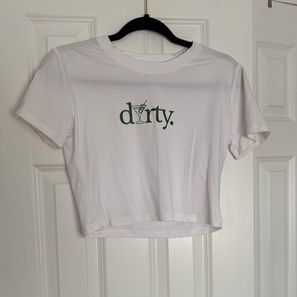 White Graphic Crop Top